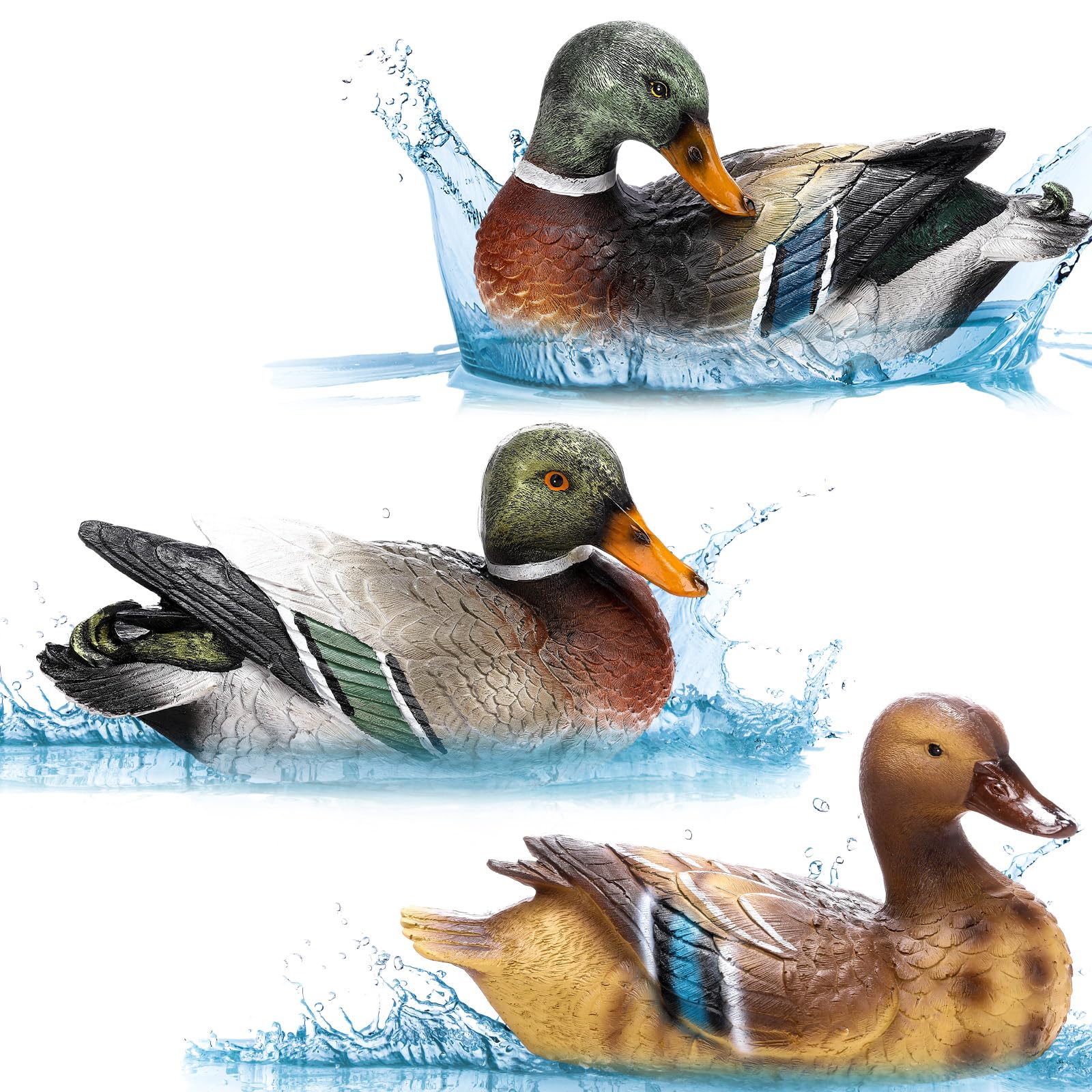 Silipull 3 Pcs Floating Mallard Duck Decoys