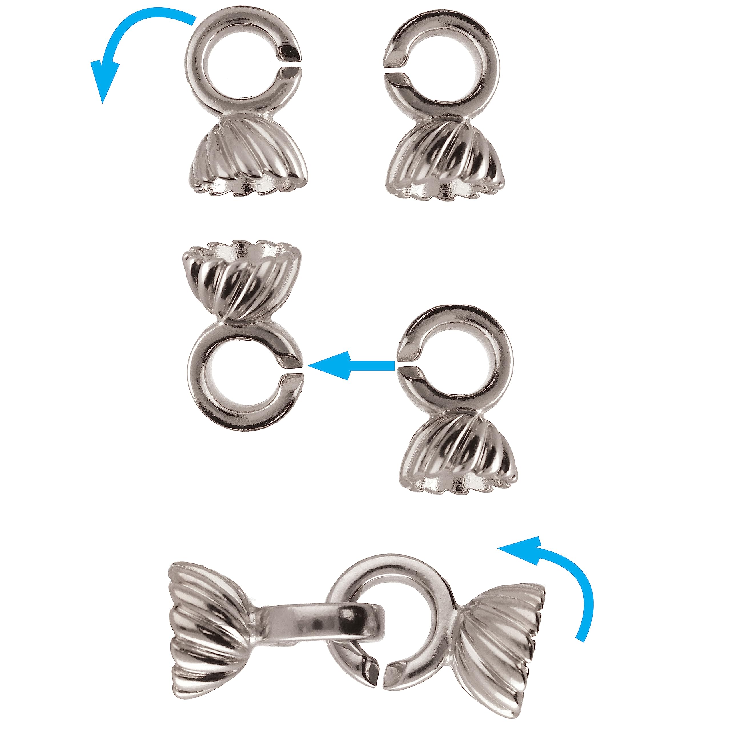 The Beadsmith Klejone zapięcie skręcane – eleganckie elementy – kolor srebrny – 1 sztuka, 35 x 13 mm – komponent do wykończenia lub łączenia bransoletek, naszyjników i ręcznie robionej biżuterii