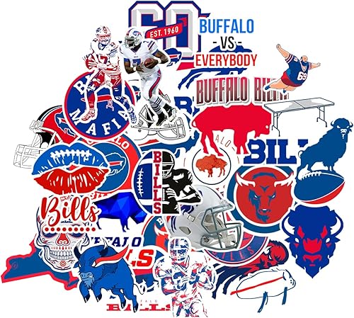 32 calcomanías de búfalo de fútbol americano para botella de agua, calcomanías de decoración de rugby para niños, calcomanías impermeables para