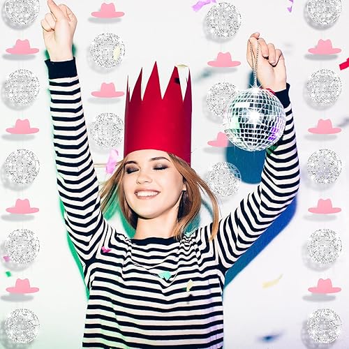 Miniatura 4 de Peryiter 8 piezas de decoraciones de despedida de soltera de vaquera, bola de discoteca occidental para fiesta rosa y novia, vaquera, decoración de