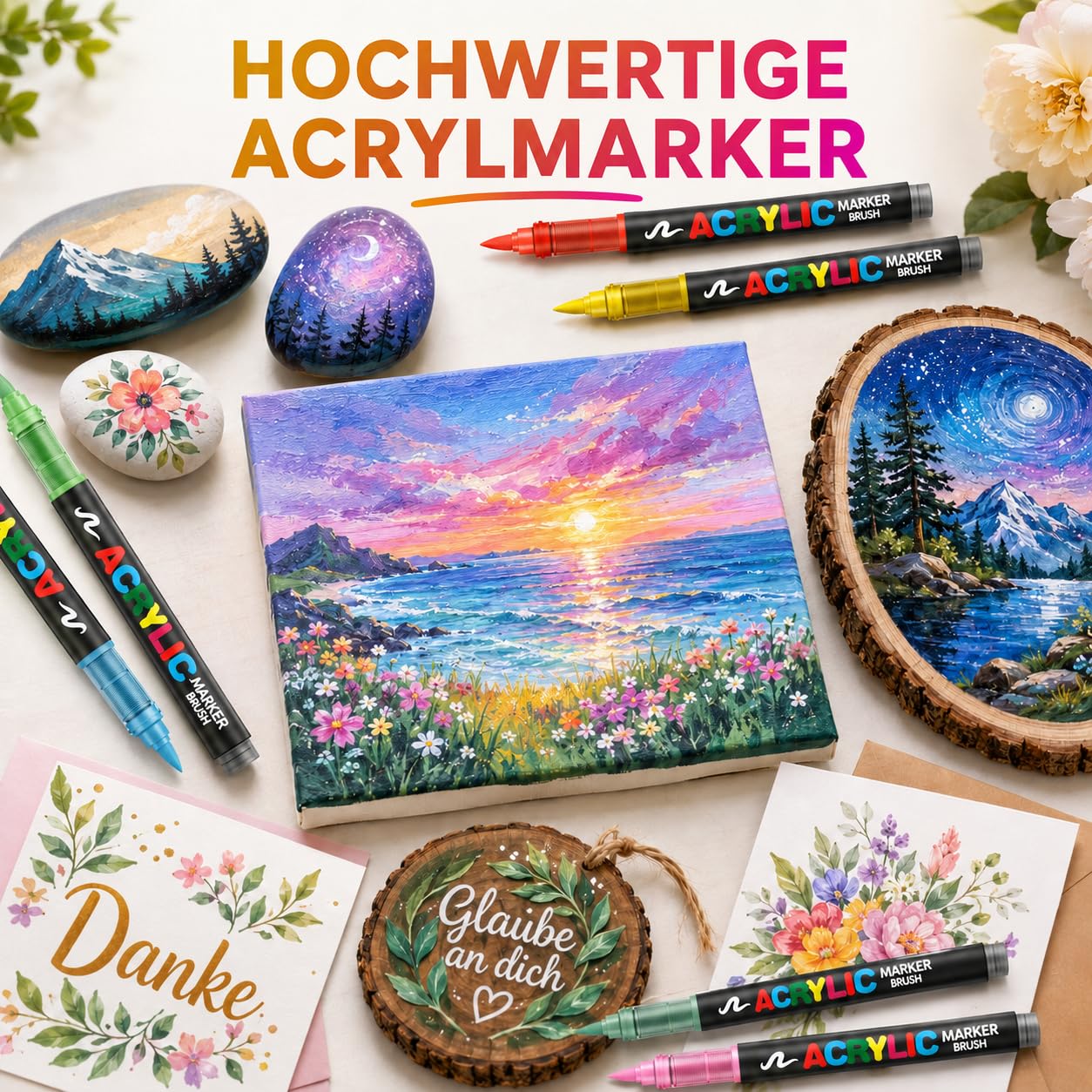 120 Farben Acrylstifte für Steine Wasserfest,0.1~0.5mm Acrylstifte Wasserfest für Glas, Holz, Keramik, Leinwand, Acrylic Marker Set für Ostern und Weihnachten