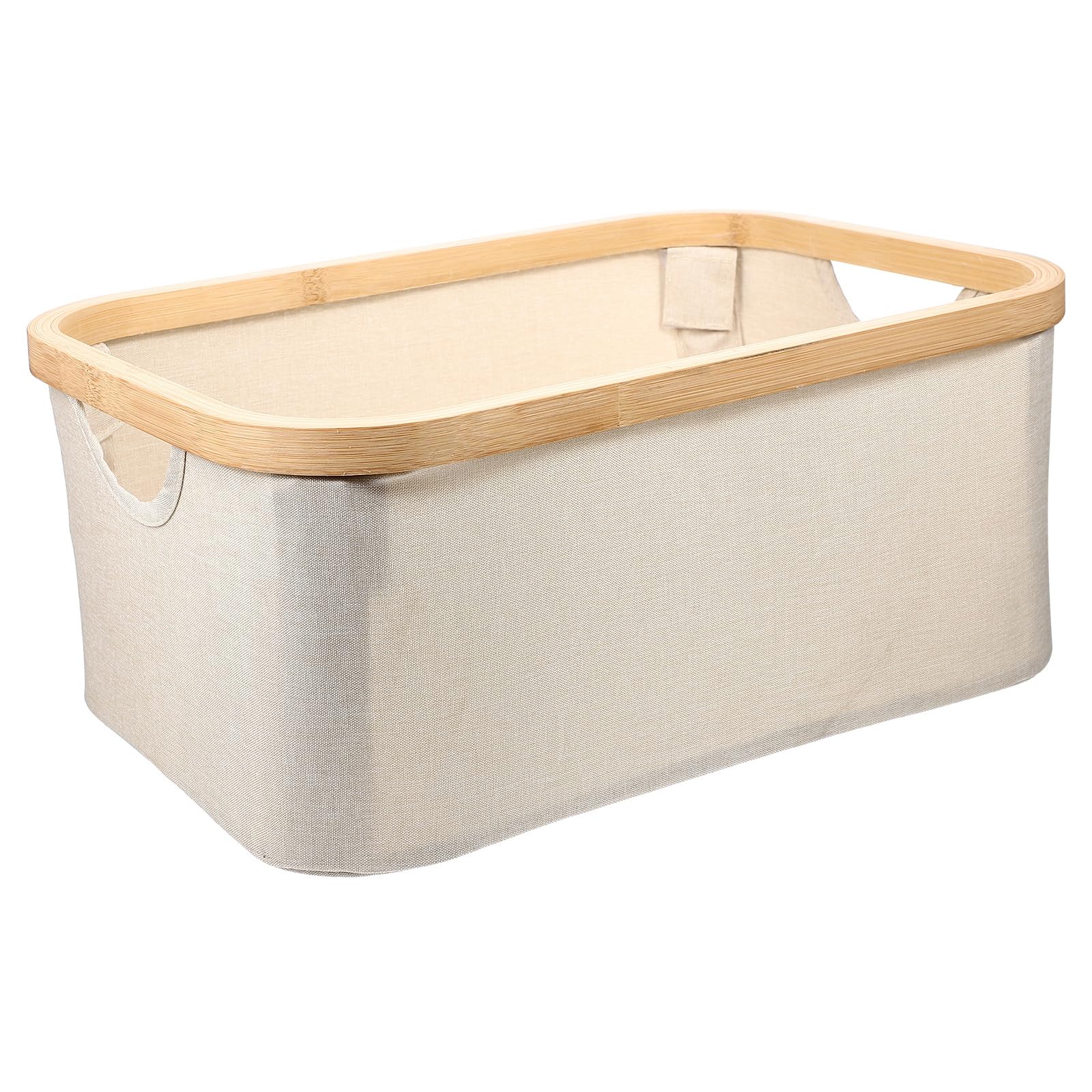 Großer Wäschekorb aus Bambus und Stoff, Faltbar, Beige