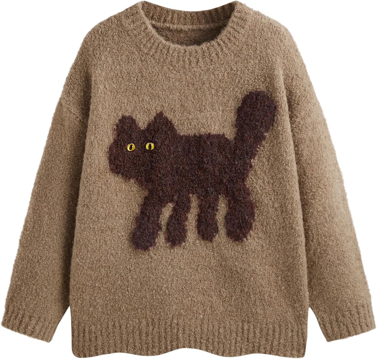 CIDER Women's Cat Sweater Fun Cute Graphic Chunky Pullover Tops