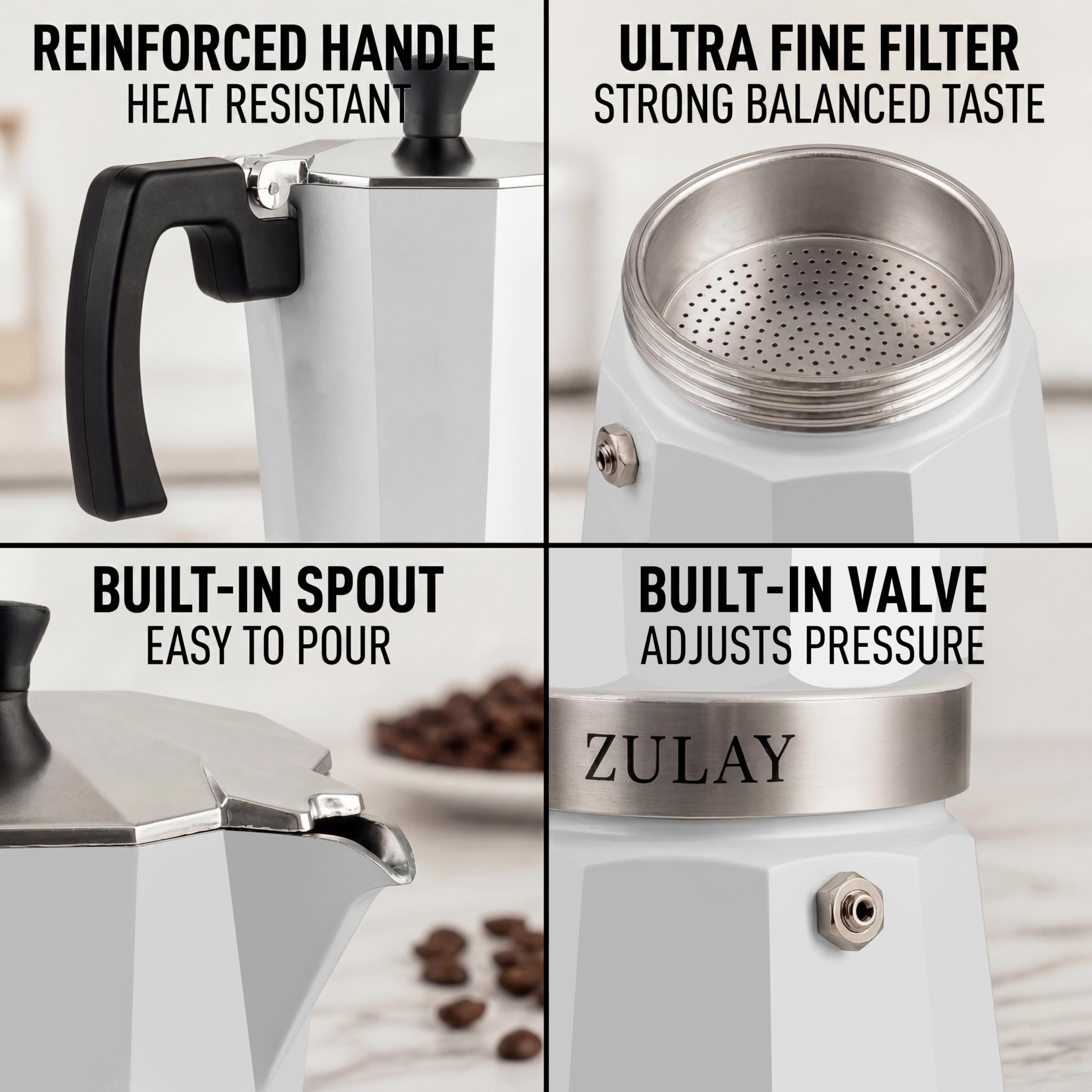 Zulay Moka Pot Espresso - Caffettiera cubana - Macchina per caffè espresso da piano cottura a prova di perdite, caffettiera italiana resistente, Cafetera Cubana - Grecas de Cafe - Moka Pot da 12 tazze
