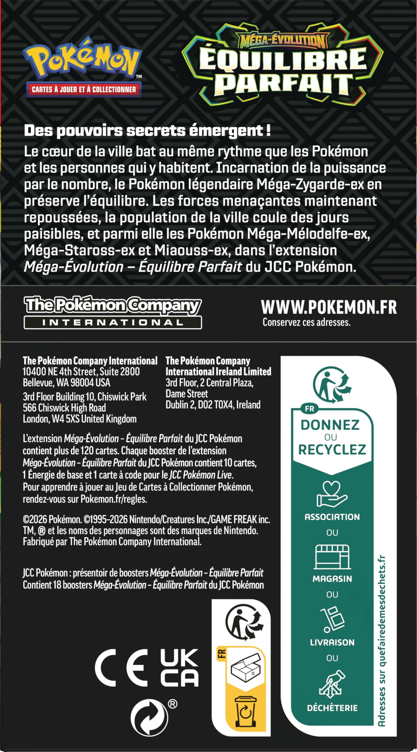 Pokémon : présentoir de boosters Méga-Évolution – Équilibre Parfait (18 boosters) du JCC Pokémon