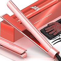BeKind Apex 2-in-1 Hair Straightener & Curler 1 Inch 460°F Flat Iron, Fast 15s Heat UltraSmooth Plates, Temp Memory Dual Voltage Peach Gift Set