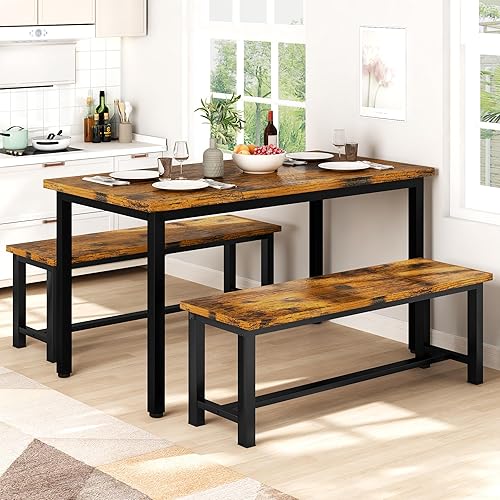 Miniatura 2 de DKLGG Bancos de comedor, bancos de cocina de 39 pulgadas, par de 2 bancos de mesa para cocina, sala de estar, dormitorio, banco de entrada