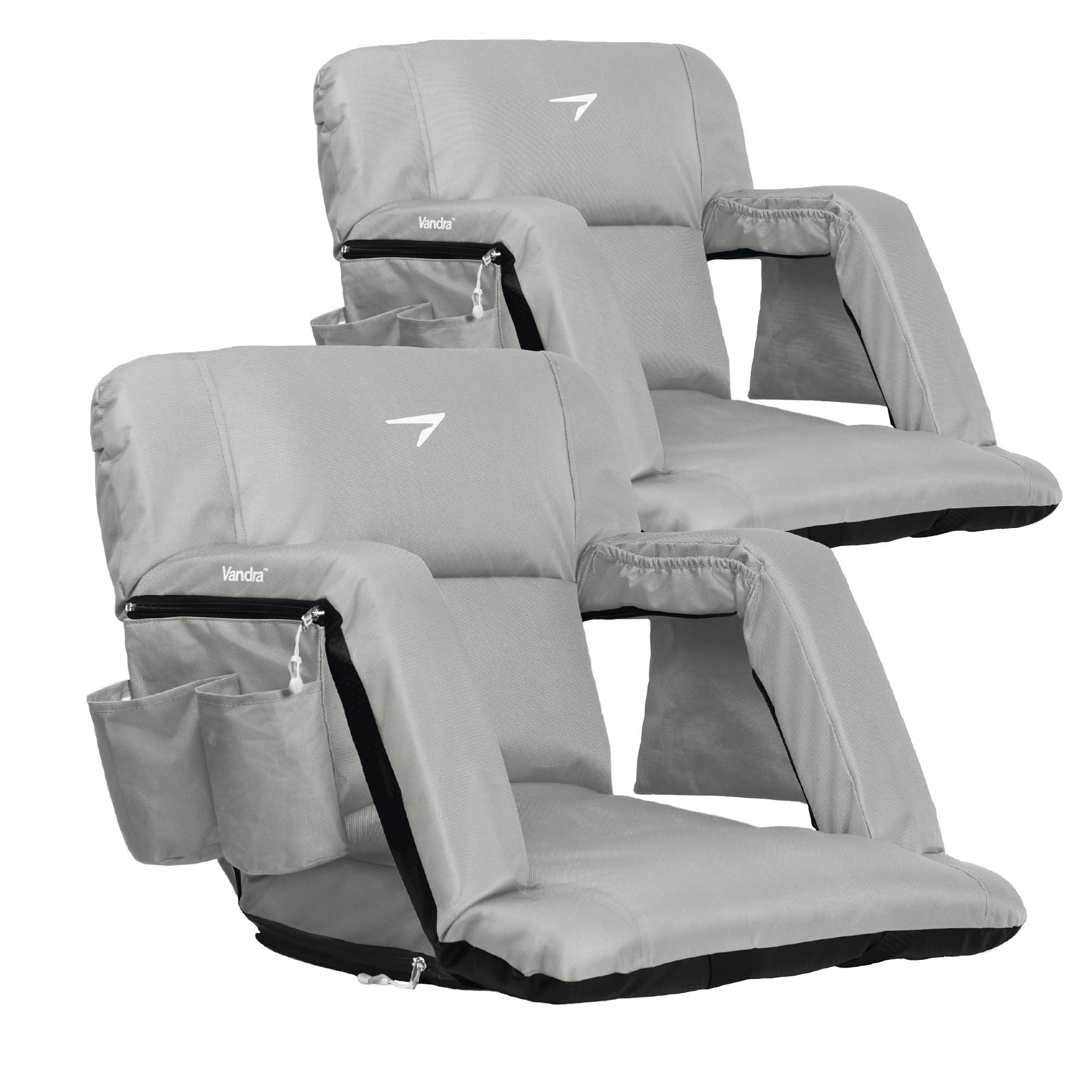Vandra™ Arc - Scandinavian Stadium Seat with Back Support &amp; BenchLock™ - Wide Padded Bleacher Chair with Cushion &amp; Arc Recline™ Arm Rest for Bleachers