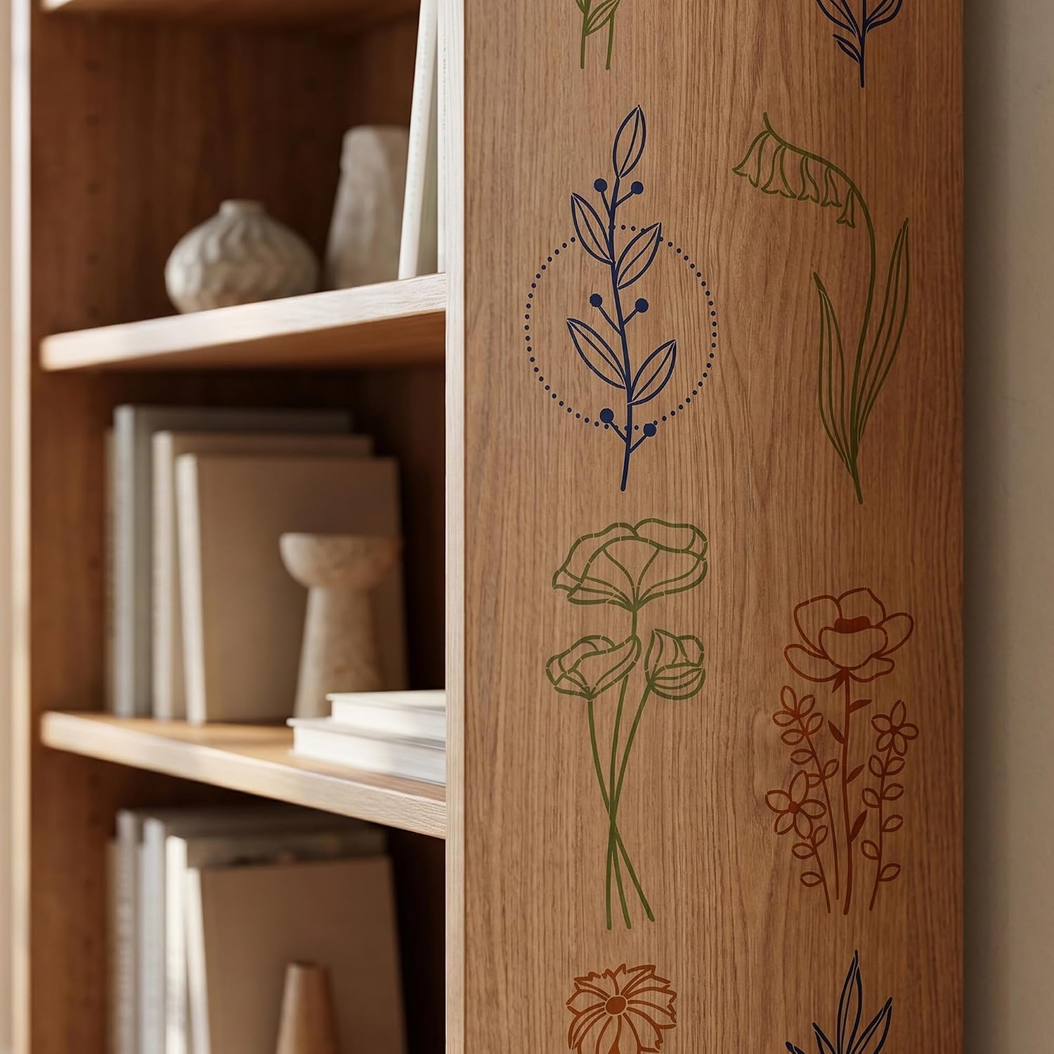 Sitsink Boho Floral Reusable Stencil - 12pcs Wildflower Botanical Plant Painting Stencils Templates for Wall Art Furniture DIY Home Decor