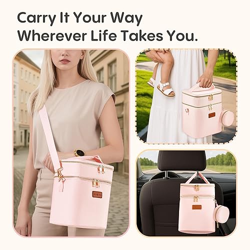 Miniatura 21 de Bolsa enfriadora de leche materna con bolsa de hielo y funda para chupete, enfriador de biberones grande de doble capa con aislamiento para 6