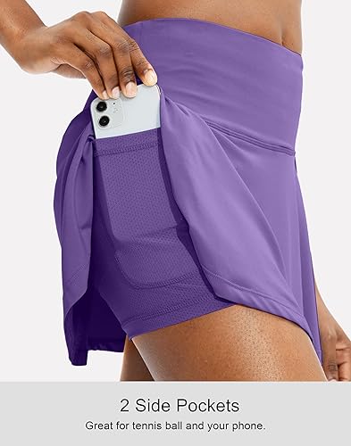 Vista 43 de SANTINY - Falda de tenis plisada para mujer, con 4 bolsillos, falda pantalón atlética con cintura alta, casual, para golf, correr Negro