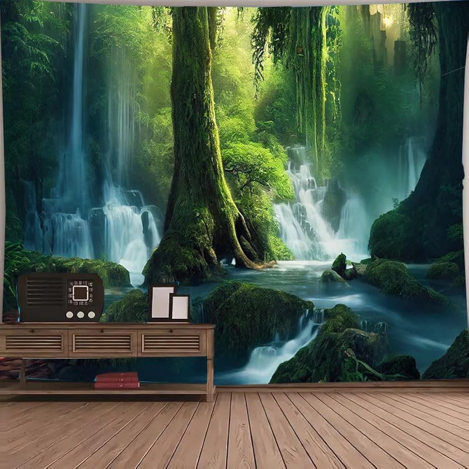 FENDROM Waterfall Jungle Tapestry, Nature Primary Forest Landscape Art Decor for Bedroom Living Room Office Home Mystical Wonderland Scenery