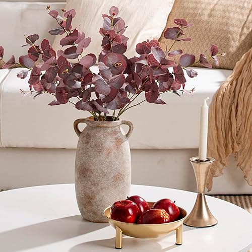 Miniatura 5 de Florero rústico de cerámica grande para encimera del hogar, sala de estar (blanco) (grande, terracota)