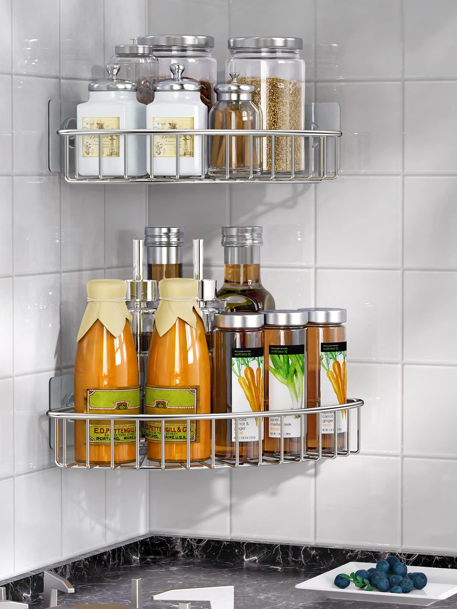 SMARTAKE 2Pack Corner Shower Caddy, SUS304 Stainless Steel, Wall Mounted Bathroom Shelf with