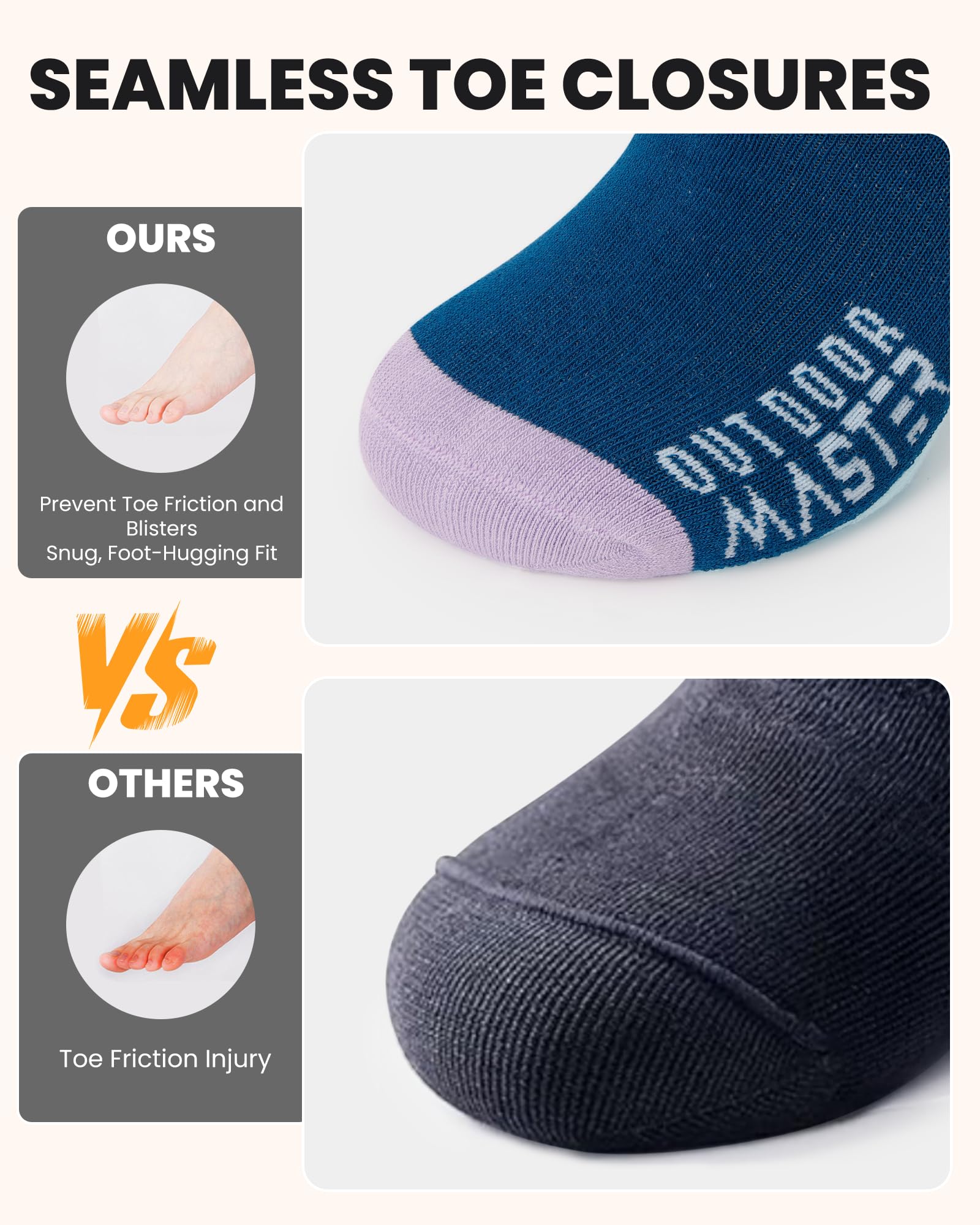 OutdoorMaster Chaussettes de ski, lot de 2 paires de chaussettes thermiques de ski et de snowboard pour femme avec design OTC avec manchette antidérapante, motifs de montagne