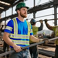 Vista 6 de ProtectX Camiseta de seguridad reflectante de manga corta de alta visibilidad, camisas de alta visibilidad transpirables resistentes para hombres