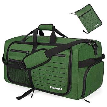 Foldable Travel Duffle Bag for Men Women, Waterproof with Shoe Compartment, 80L 120L Large Collapsible Luggage Bag, Green, 80L