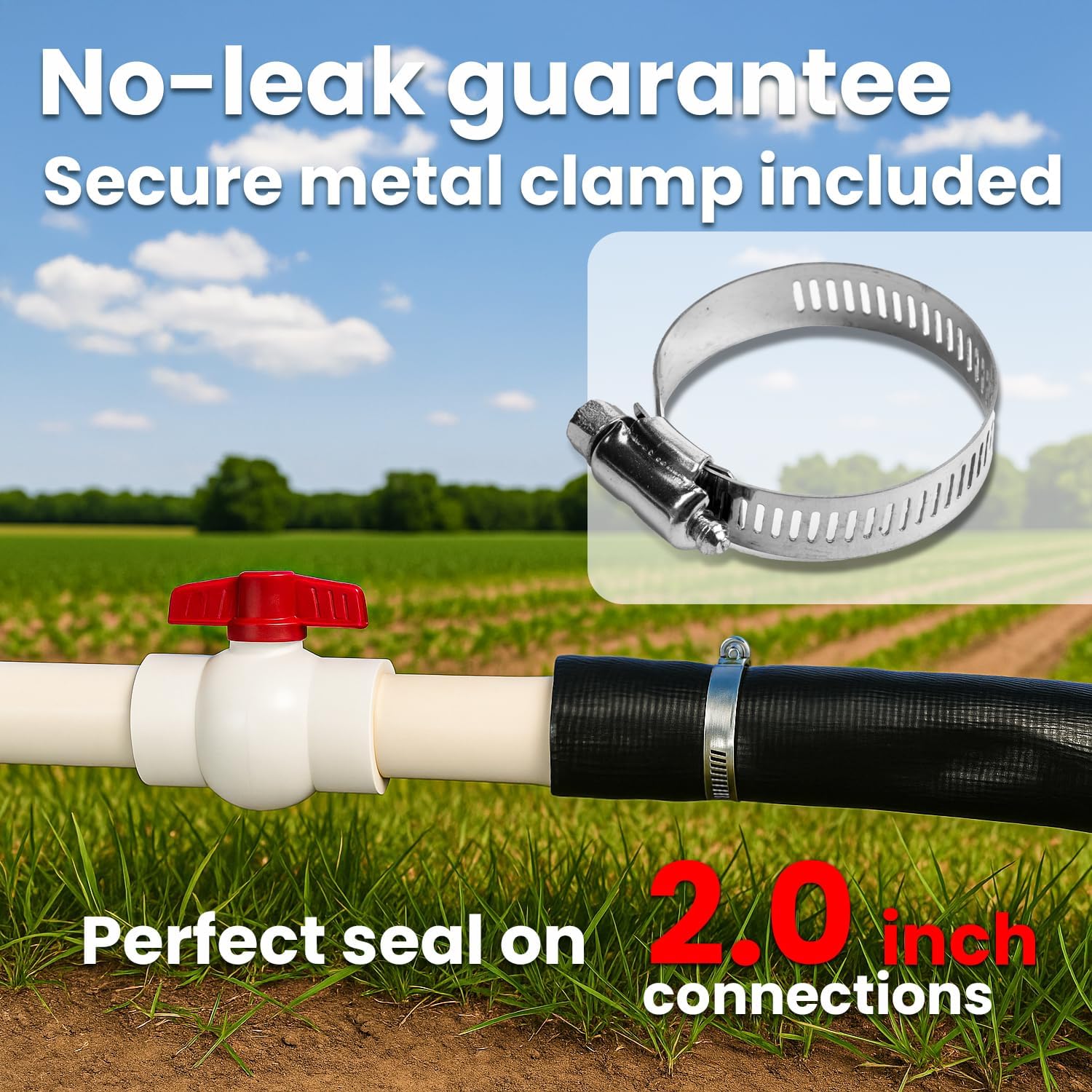 XtremepowerUS Backwash Hose Extra Heavy-Duty Pool Drain Hose 2" x 50 ft – 47 MIL Thickness Drain Hose with Clamp for Filter Pump or Sump Discharge