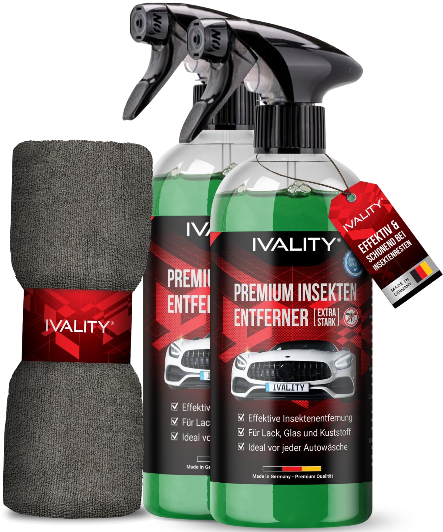 IVALITY® Insektenentferner Auto löst effektiv hartnäckige Insektenrückstände - Insektenreiniger für Auto, Wohnmobil & Motorrad - Flugrostentferner - 750ml