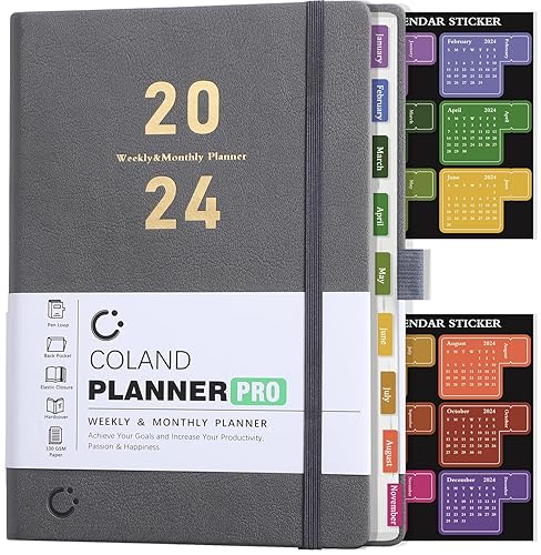 COLAND Academic Diary 2024 - Weekly &amp; Monthly Planner Day a Page-January 2024 to December 2024, A5-21.3 × 14.8 cm, Week to View Diary 2024 Suitable for Schools, Office and Family