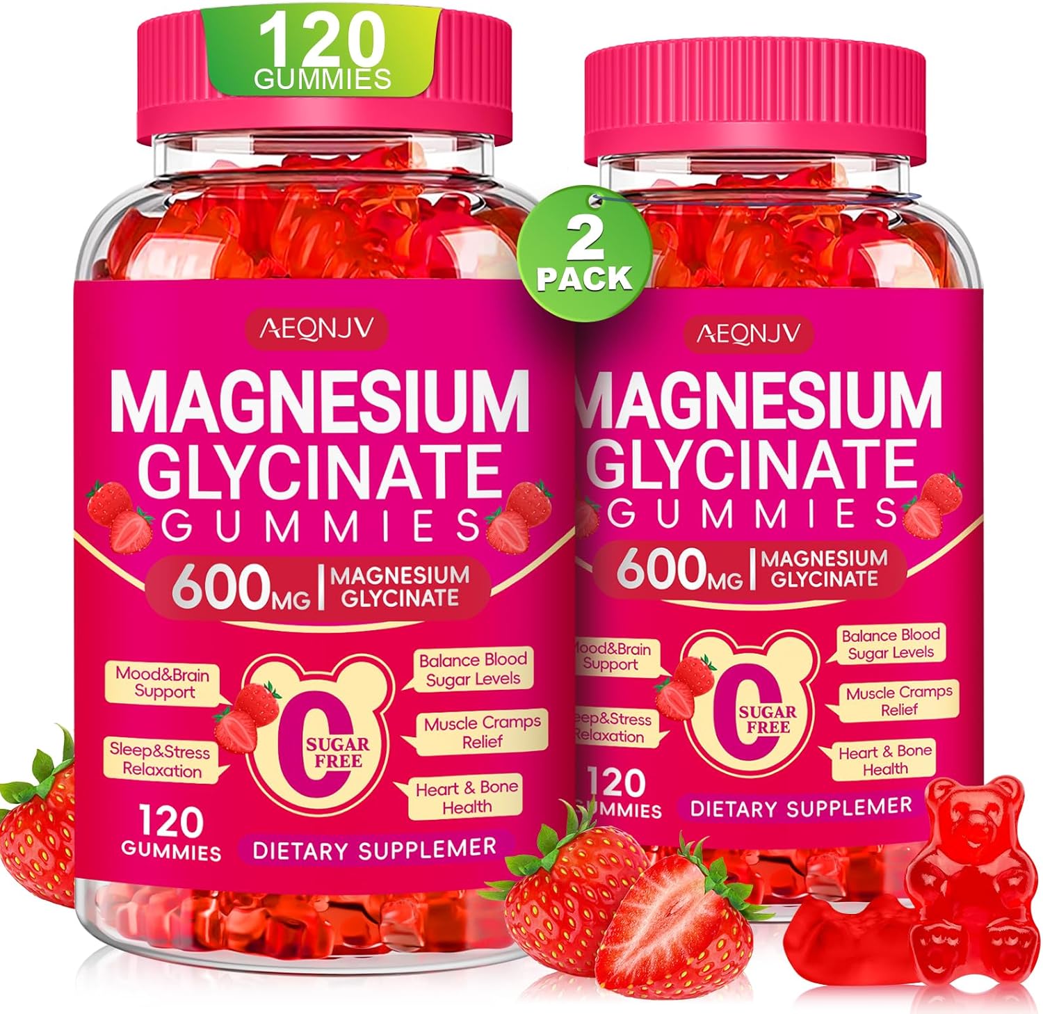 Magnesium Glycinate Gummies 600mg with Vitamin D, B6 & CoQ10