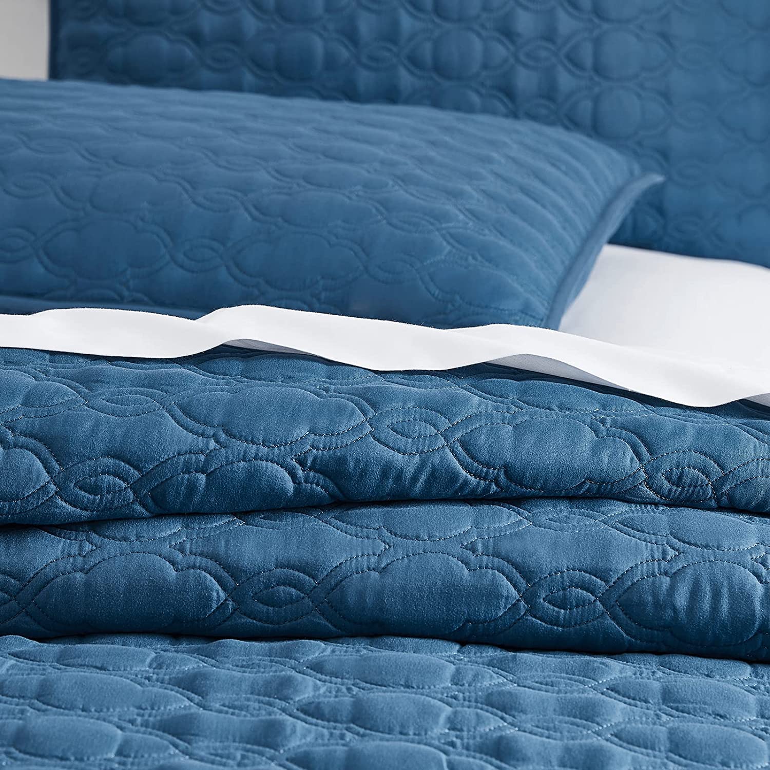 BOURINA Quilting Quilt Set Coverlet Set 2-Piece Microfiber Bedspread Included 1 sham and 1 Quilt,Twin Size 68" x 86" Turquoise