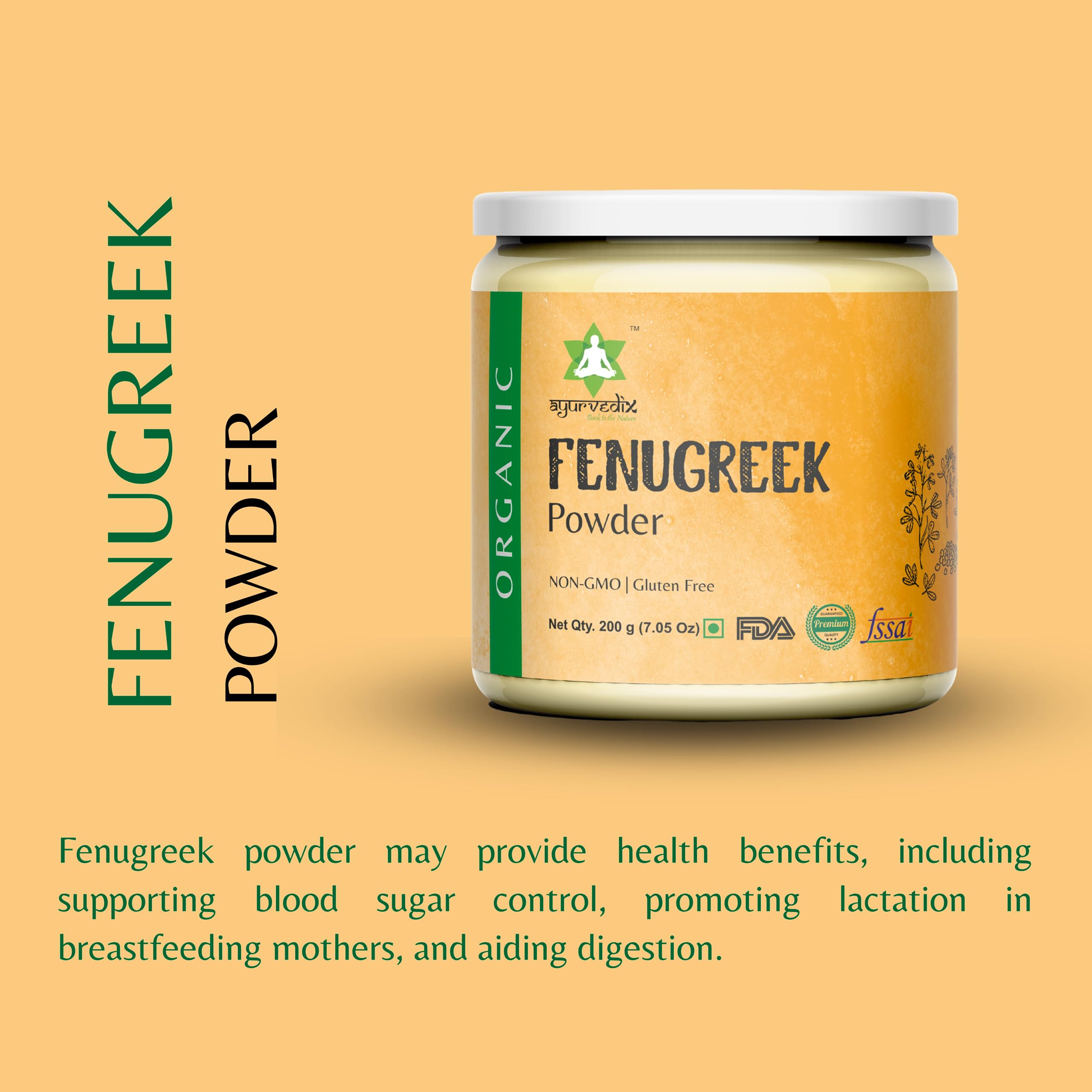Ayurvedix Organic Fenugreek Powder (Methi Dana) 200g | Trigonella foenum-graecum | Non-GMO, Vegan | Supports Hair Care, Digestion & Cooking | No Added Preservatives | Jaivik Bharat & USDA Certified 2