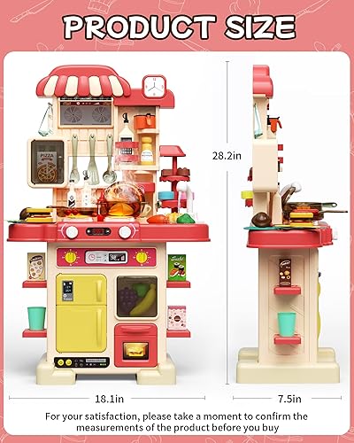 Miniatura 2 de Juego de cocina para niños y niñas, cocina de juego para niños con luces y sonidos realistas, fregadero con rociador, accesorios de cocina, juguetes