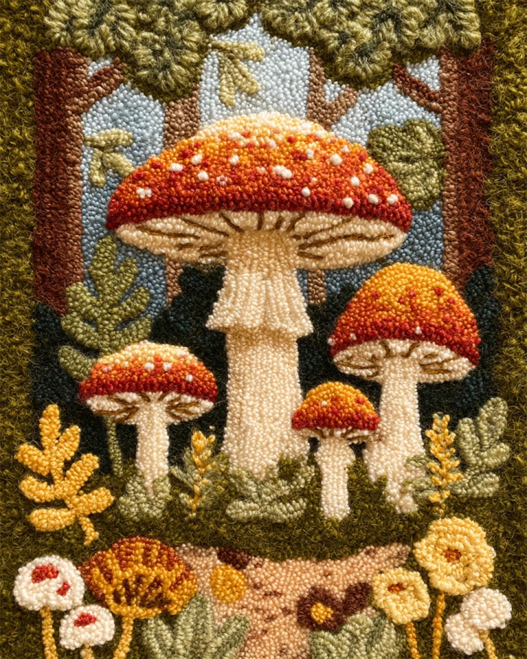 Ayaoyanggo C Latch Hook Rug Kit Artoon Forests Mushroom Latch Hook Kits For Adults Rug Embroidery Kit，Diy Needlework Sofa Ushion Arpet Making Set 23X16in