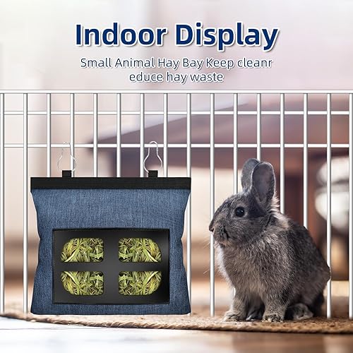 Miniatura 4 de Bolsa de alimentación de heno para conejos, bolsa de alimentación colgante de heno para chinchilla, hámster, conejo, animal pequeño, mascota