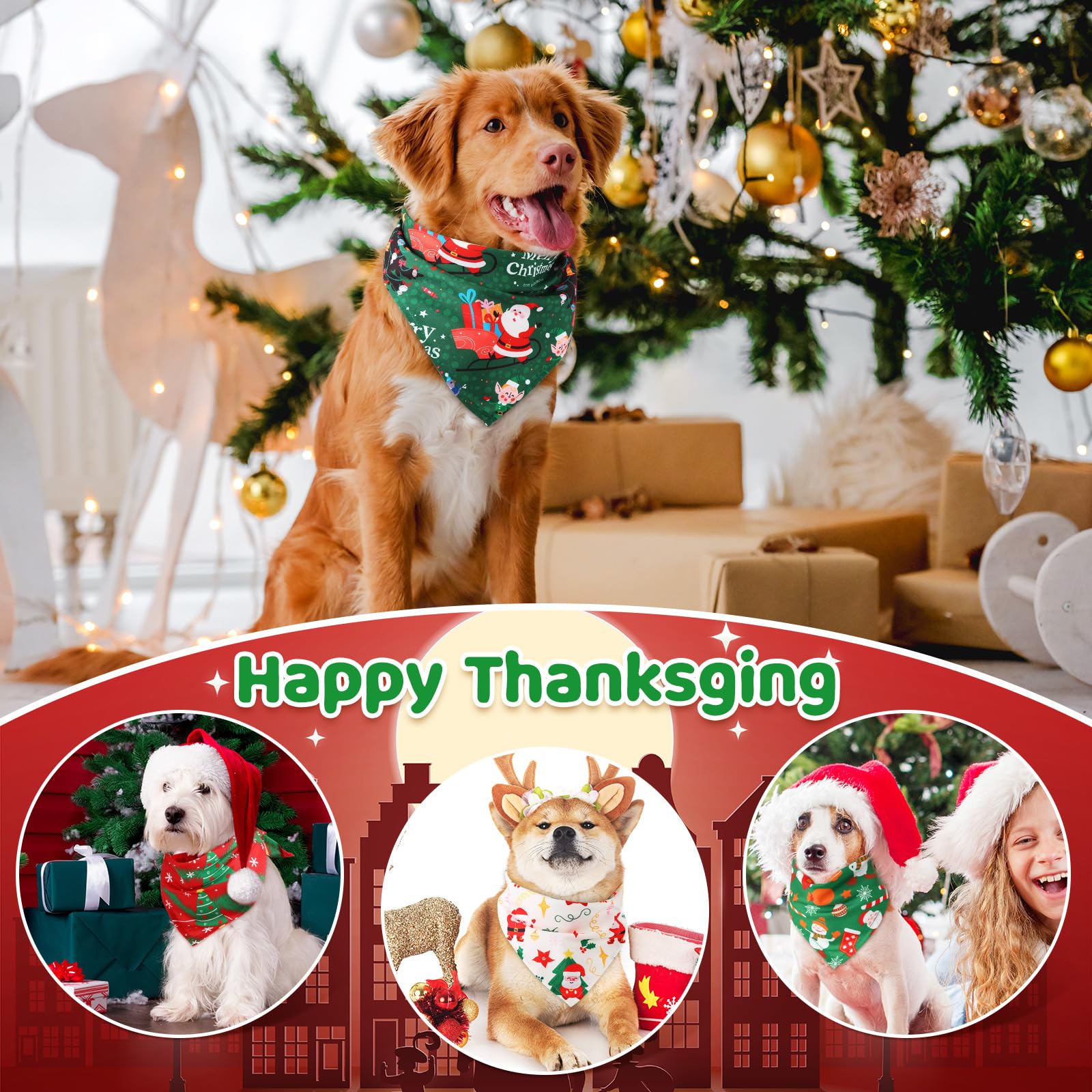Abbylike 300 Stück Weihnachten Hund Bandanas für Hunde Xmas Hund Bandanas Bulk Hund Halstuch Set Lätzchen Hund Dreieckstuch mit Weihnachtsmustern für Weihnachten Haustier Kostüm Zubehör Dekoration, XL