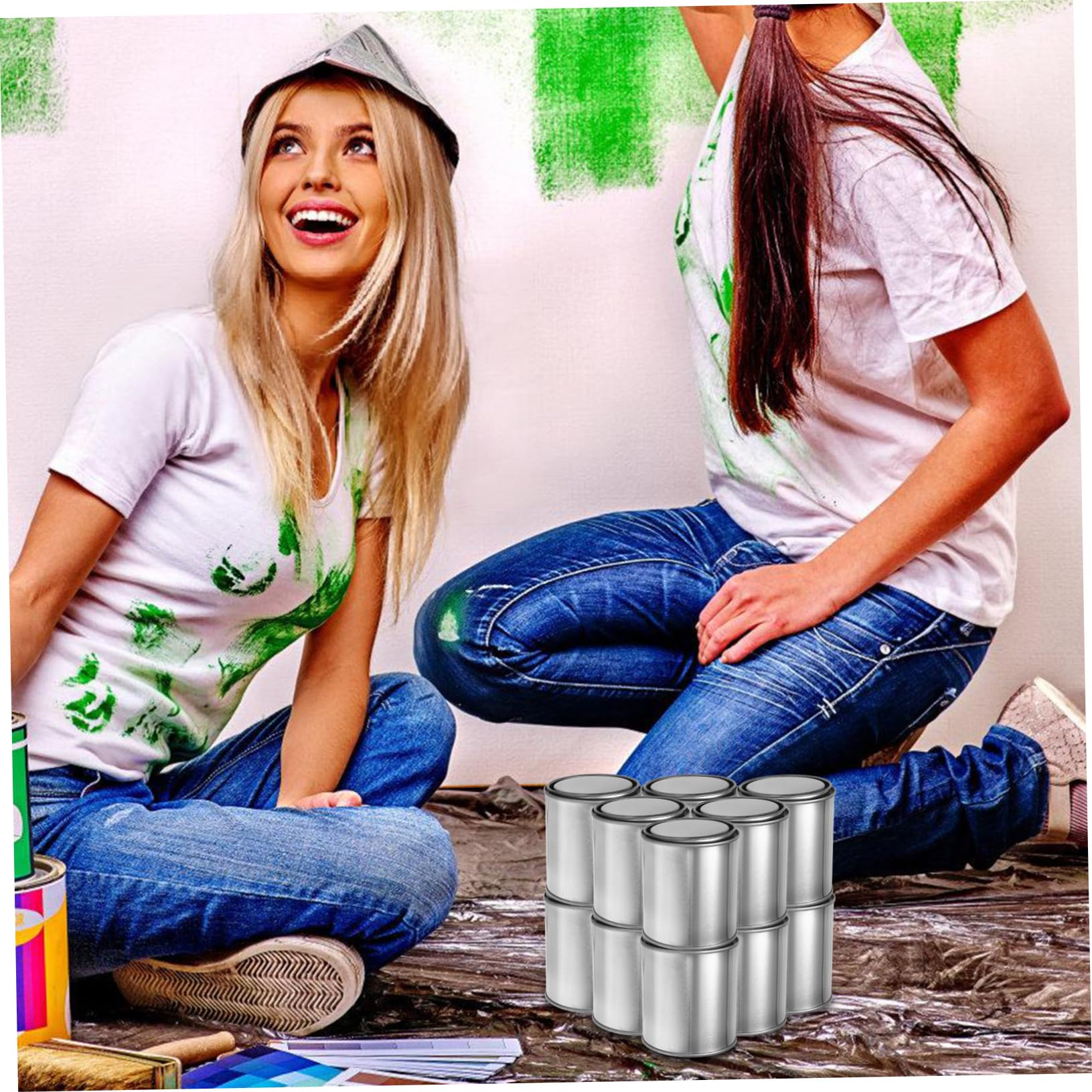 Contenedor De Pintura De Metal Sin Revestimiento con Tapa y Abridor Incluído