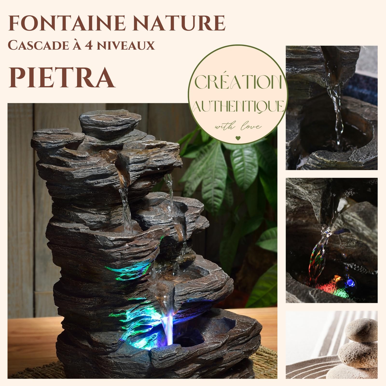 Zen'Light SCFR130 - Fontana naturale, colore: Grigio pietra