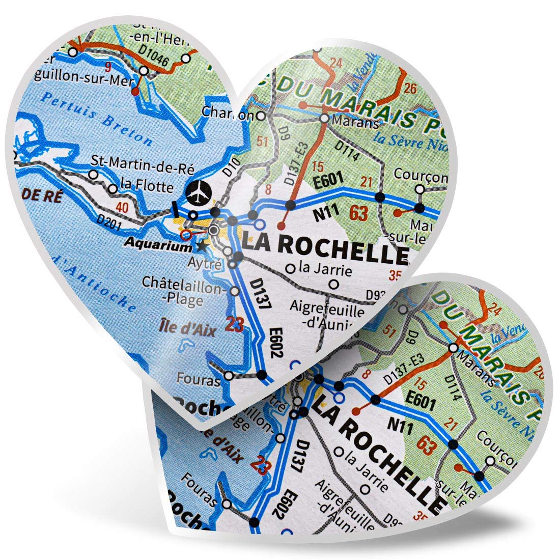 Destination Vinyl Ltd Multi 2 X 7.5Cm He Stickers - La Rochelle Coast City France French Travel Map Decals 45514