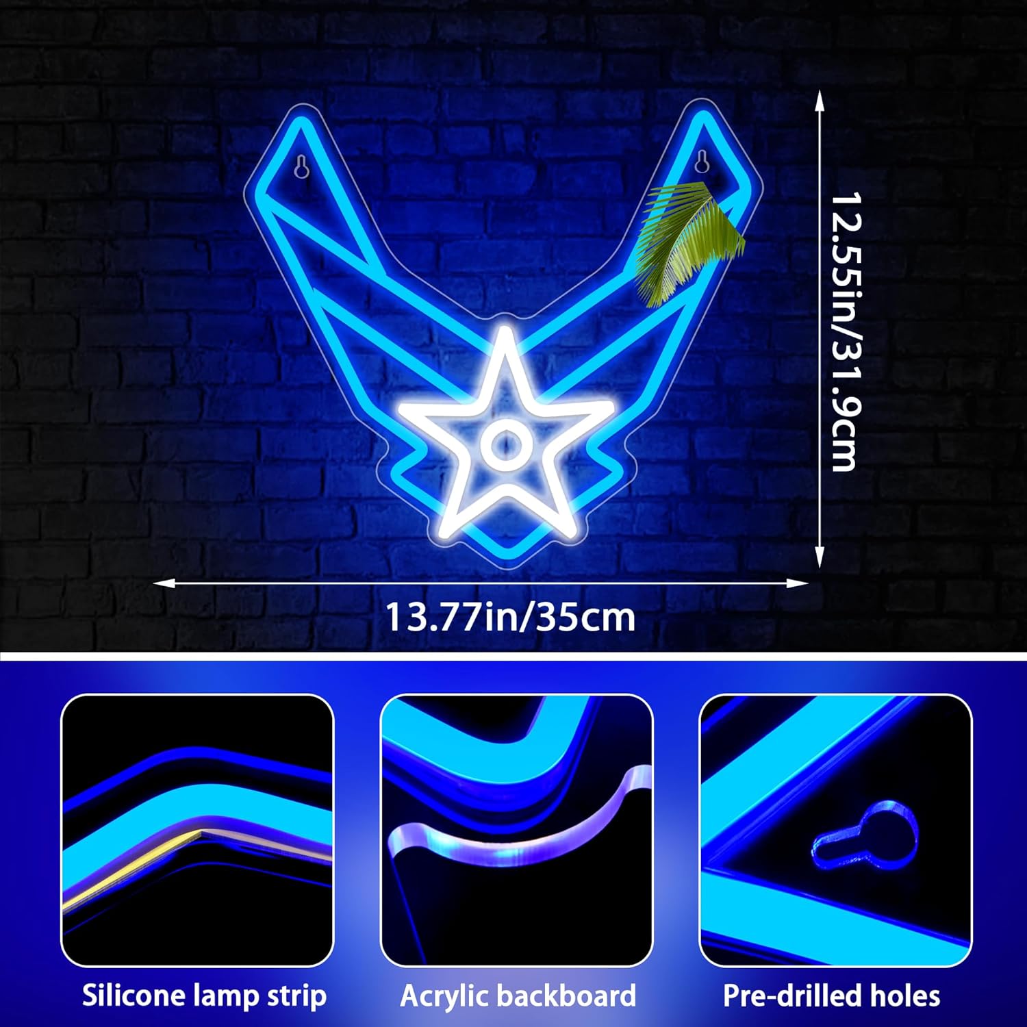 Military Neon Sign for Wall Decor Military Neon Light Up Sign for Man Cave Neon Lights for Bedroom Led Neon Sign Suitable for Veterans Themed Gathering Size13.7 * 12.5In - Image 3