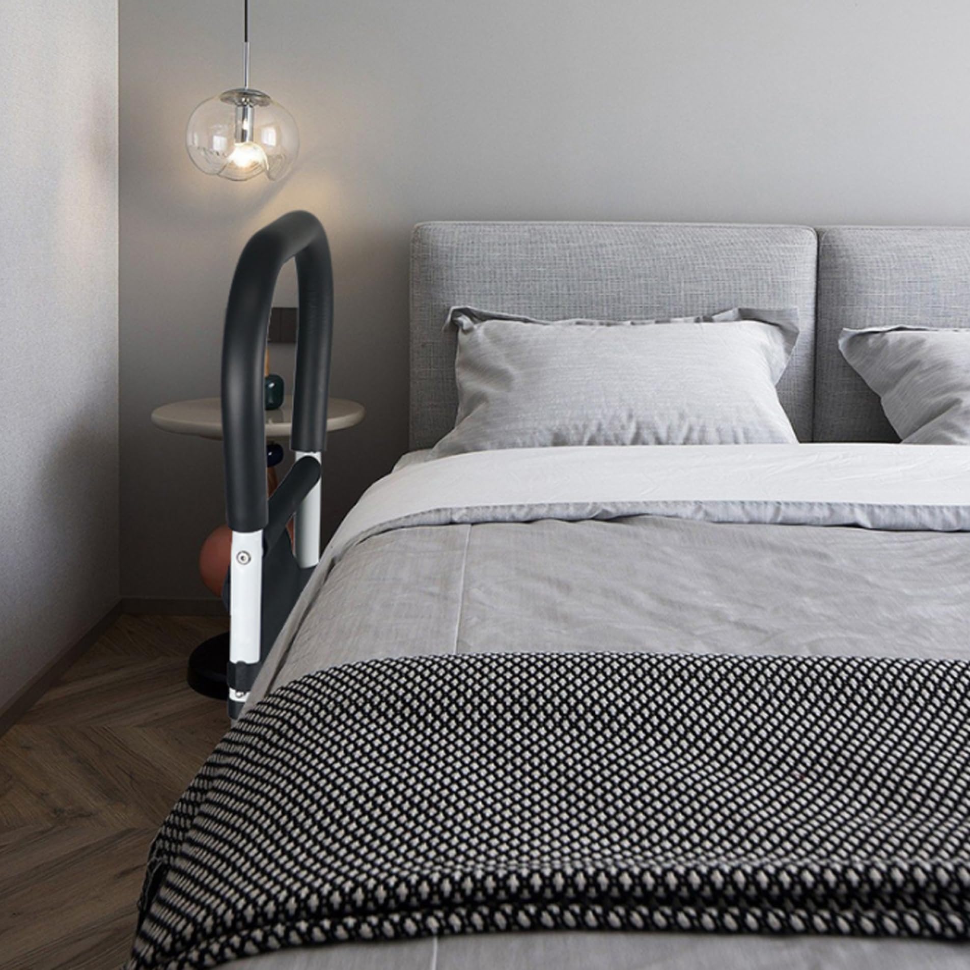 Rieles de cama para adultos mayores Rieles de cama de altura de seguridad Rieles auxiliares de cama ajustables para personas mayores, Rieles laterales de cama plegables con bolsillo de almacenamient
