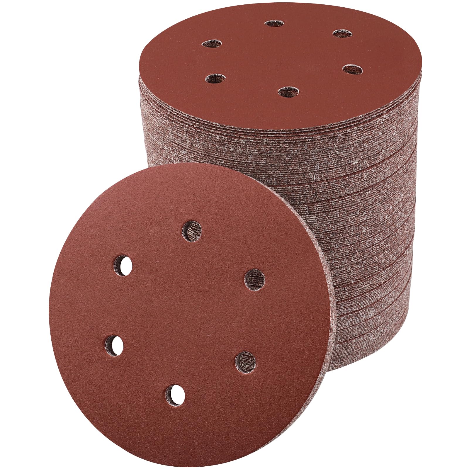 Discos de Lijado 100 Piezas, Juego de Almohadillas de Lijado, 8 Almohadillas con Orificios, Papel de Lija con Gancho y Bucle for lijadora Orbital aleatoria(150mm,220 Grit)