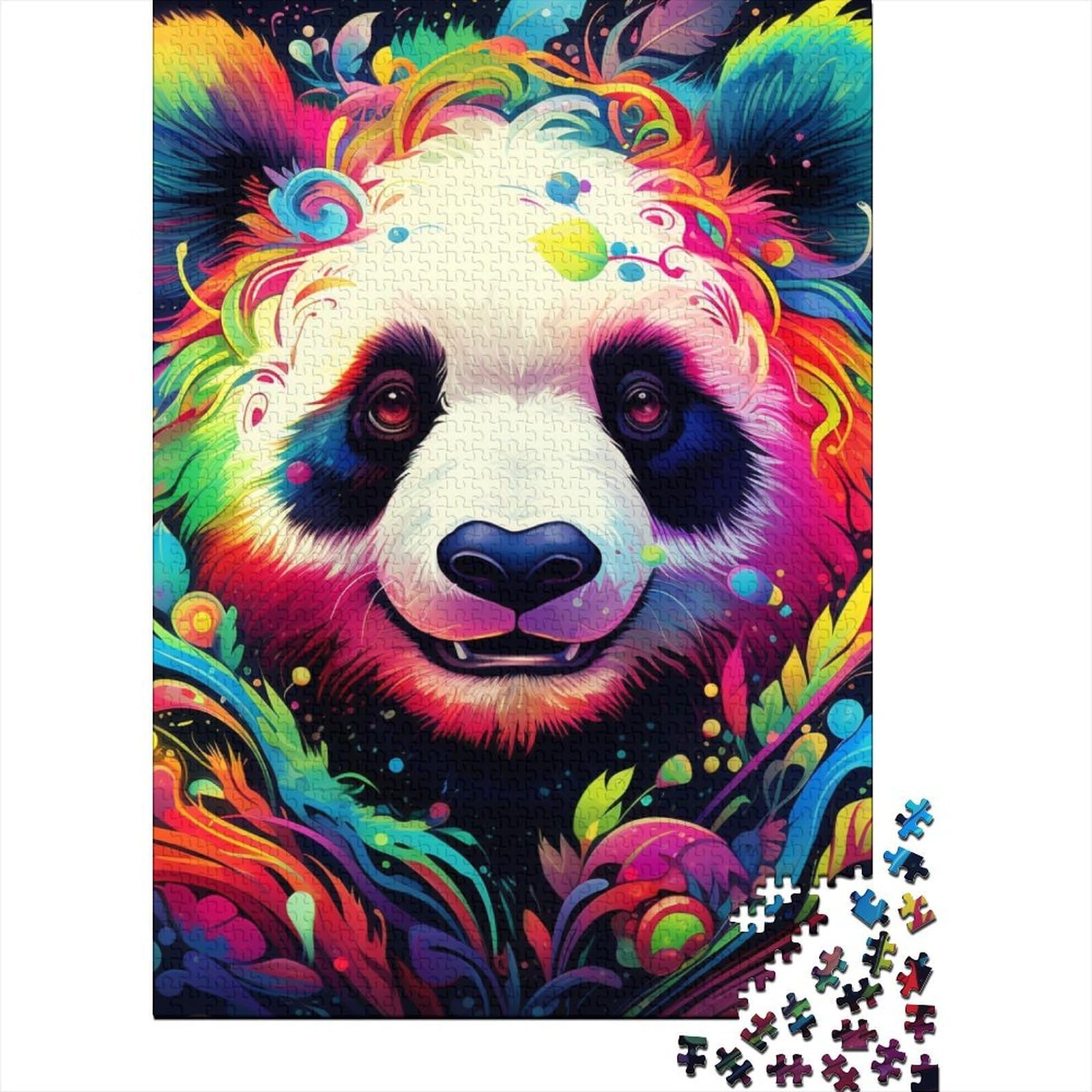 Colorful Panda Jigsaw Puzzle for Adults 1000 Piece Jigsaw Puzzle Paper Puzzle Game Vibrant Artistic Decoration Relaxing Focus 52x38cm/1000pcs