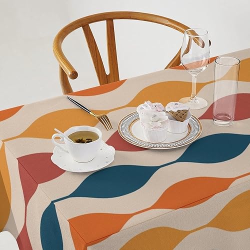 Miniatura 1103 de Mantel floral hippie, diseño retro de los años 70, naranja, rosa, azul, floral, bohemio, estampado estético de margaritas, para fiesta, picnic