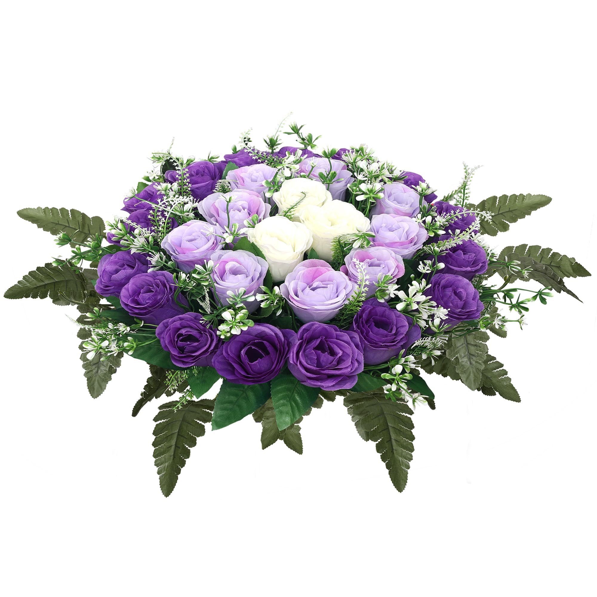 Roses artificielles violettes Lodou pour cimetière et composition funéraire de tombe