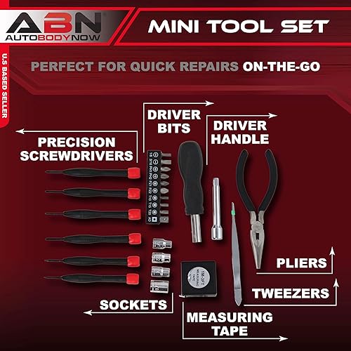 Miniatura 2 de ABN Juego de herramientas de 25 piezas de tres pliegues para dormitorio, viajes, oficina, kit de herramientas para el hogar con estuche, juego de