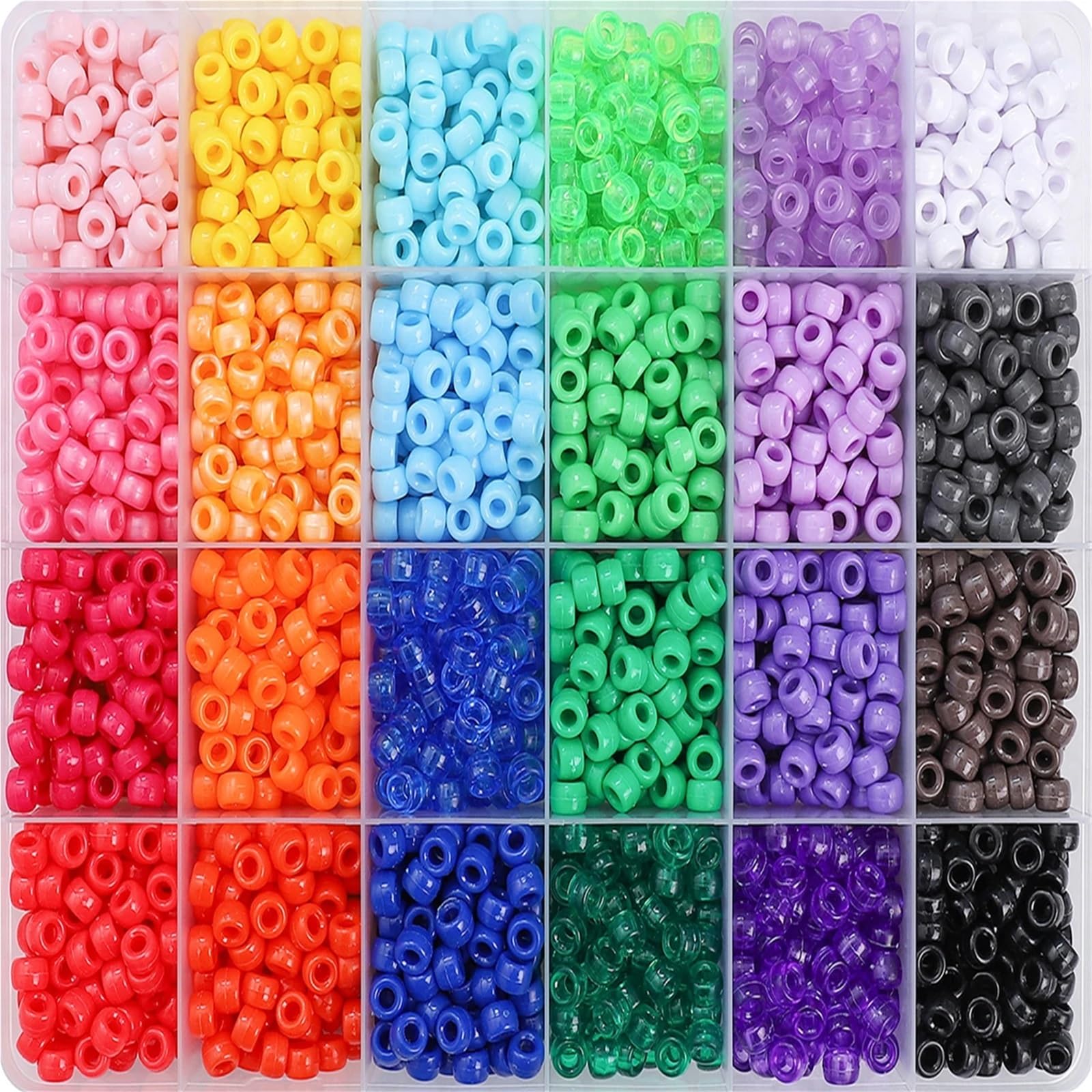 Cuentas para hacer joyas, kit de 2400 cuentas de plástico multicolor para bordar, hacer joyas, trenzar el cabello