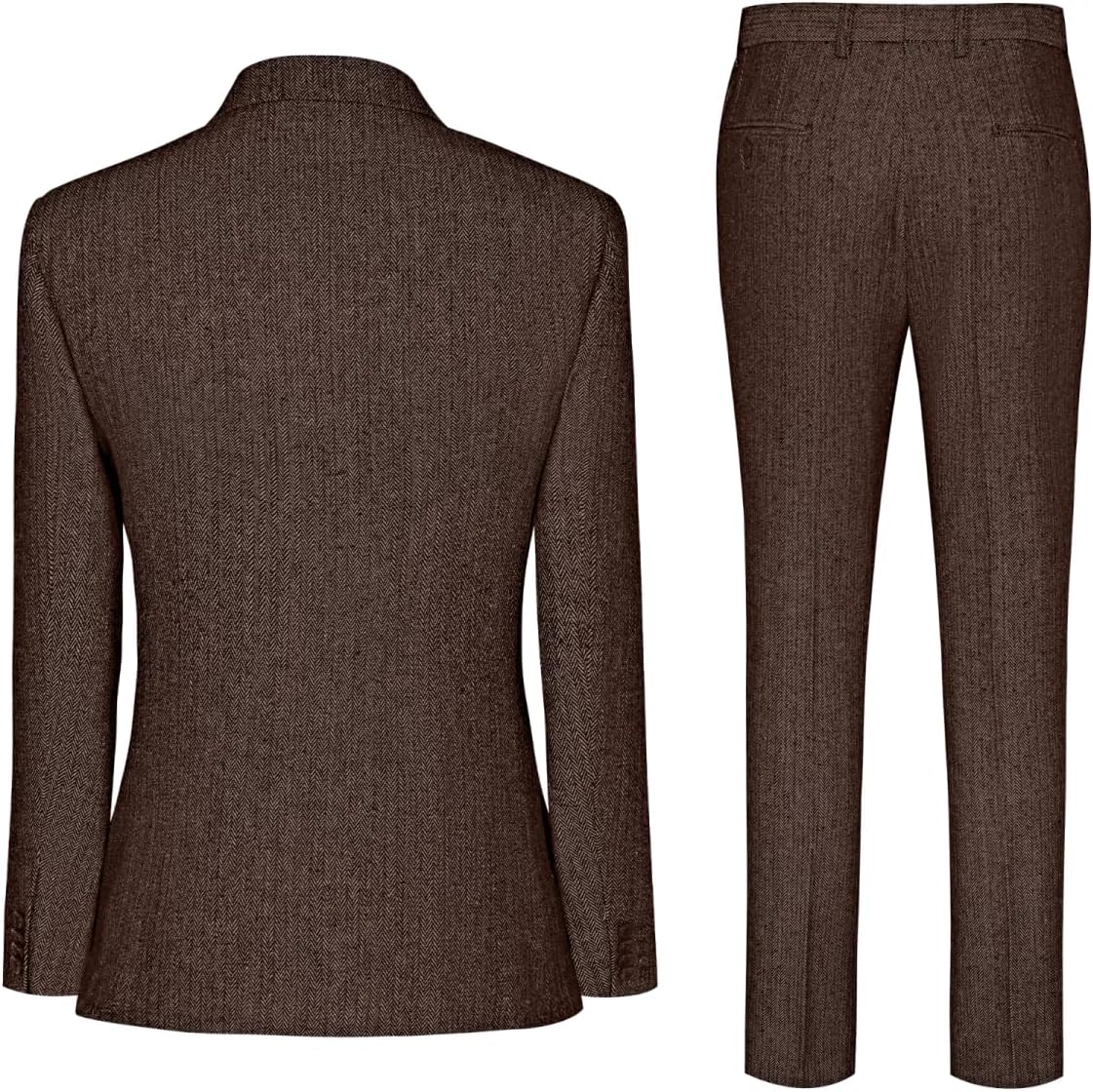 Vintage Tweed Herringbone Suits for Men 2 Button Slim Fit 3 Piece Formal Wool Suit Jacket Vest Pants Men Prom Dress Tuxedo - Image 3