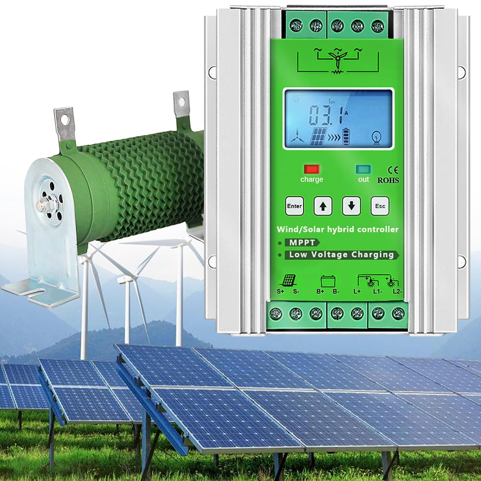 Controlador eólico solar de 2000W para asegurar la electricidad en casas de campo y zonas rurales