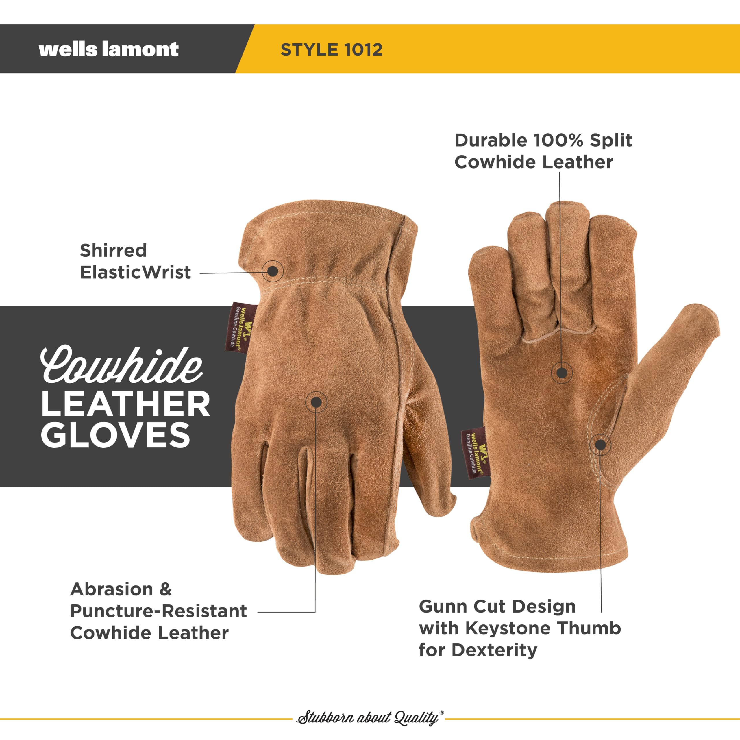 Wells Lamont Leather Work Gloves - Split Cowhide, Keystone Thumb