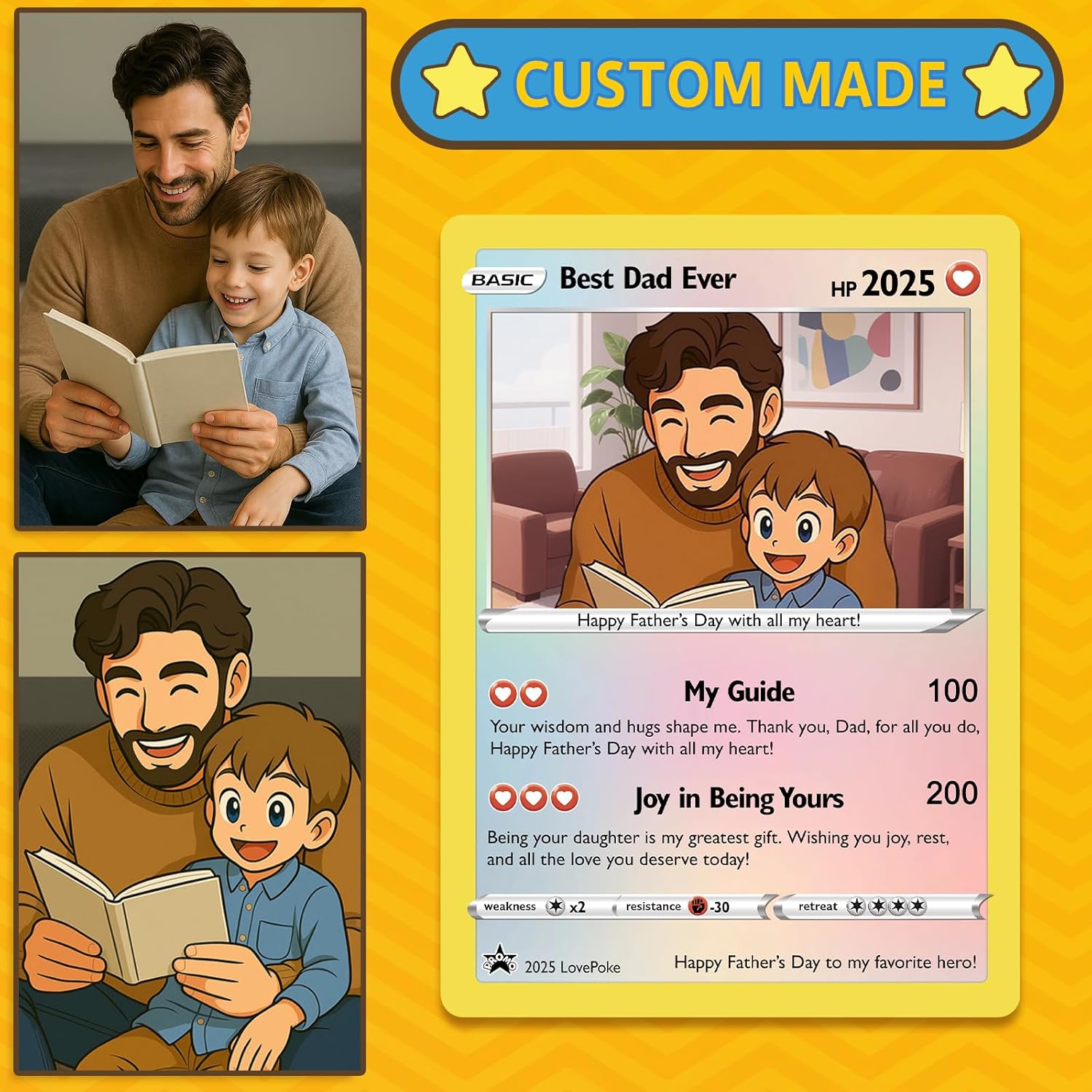 Custom Poke Card Animated Style Personalized Trainer or Character Card Photo Text Name Inspired Keepsake Wedding Birthday Gift - Image 5