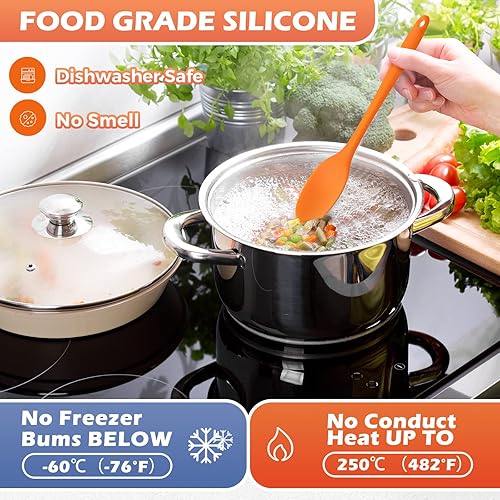 Miniatura 5 de Rtteri Juego de 20 cucharas de silicona antiadherentes, resistentes al calor, pequeñas cucharas para hornear, mezclar, agitar, girar, raspar la