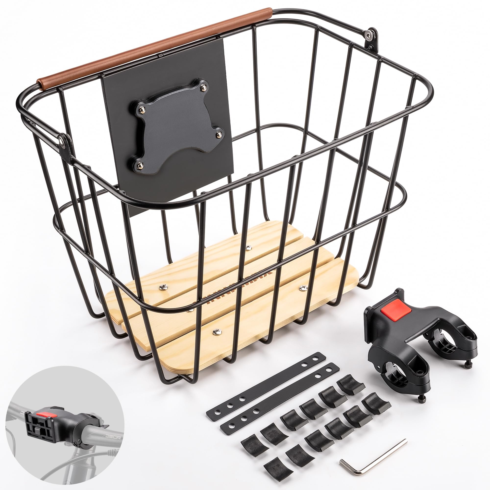 Cesta Frontal para Bicicleta con asa, Cesta de Bicicleta desplazamientos y Compras. Cesta Robusta y Resistente con Kit de Montaje para Bicicletas de Playa y Bicicletas