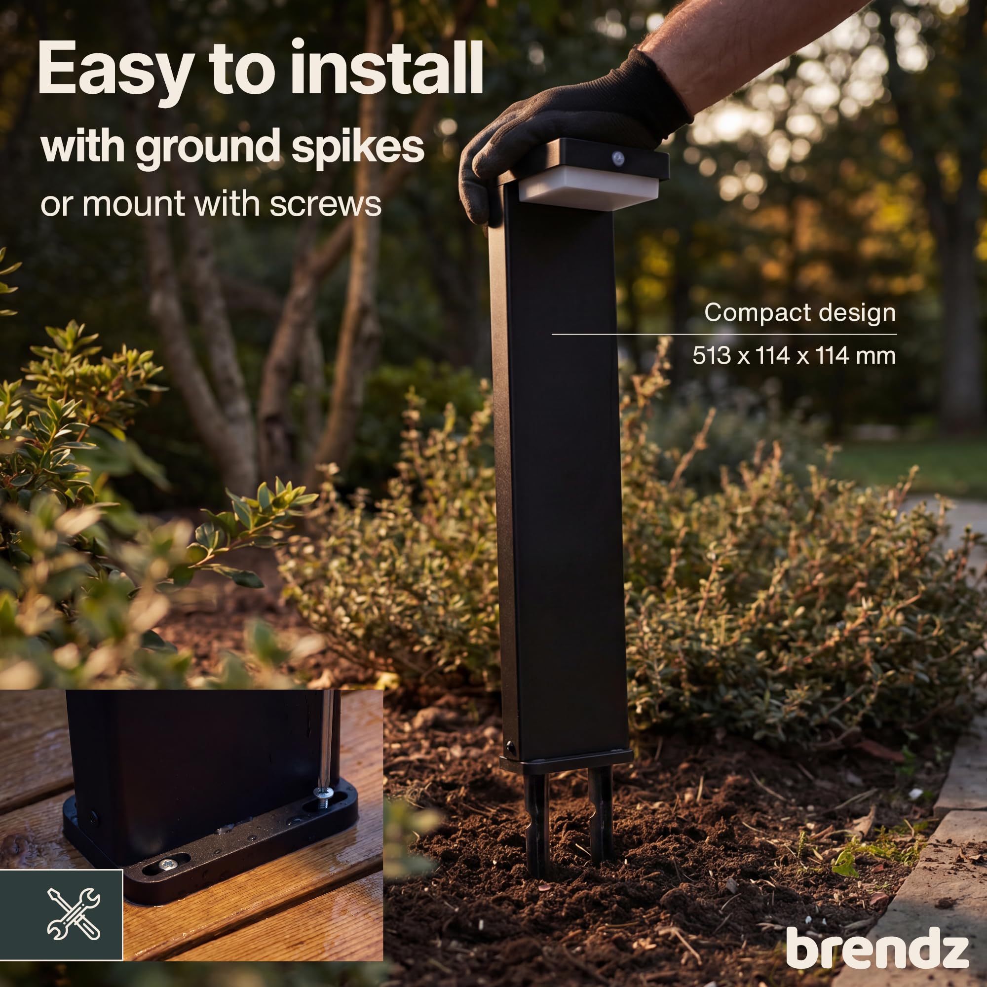 Brendz Solar Wegeleuchte, USB-C, Bewegungssensor, IP44
