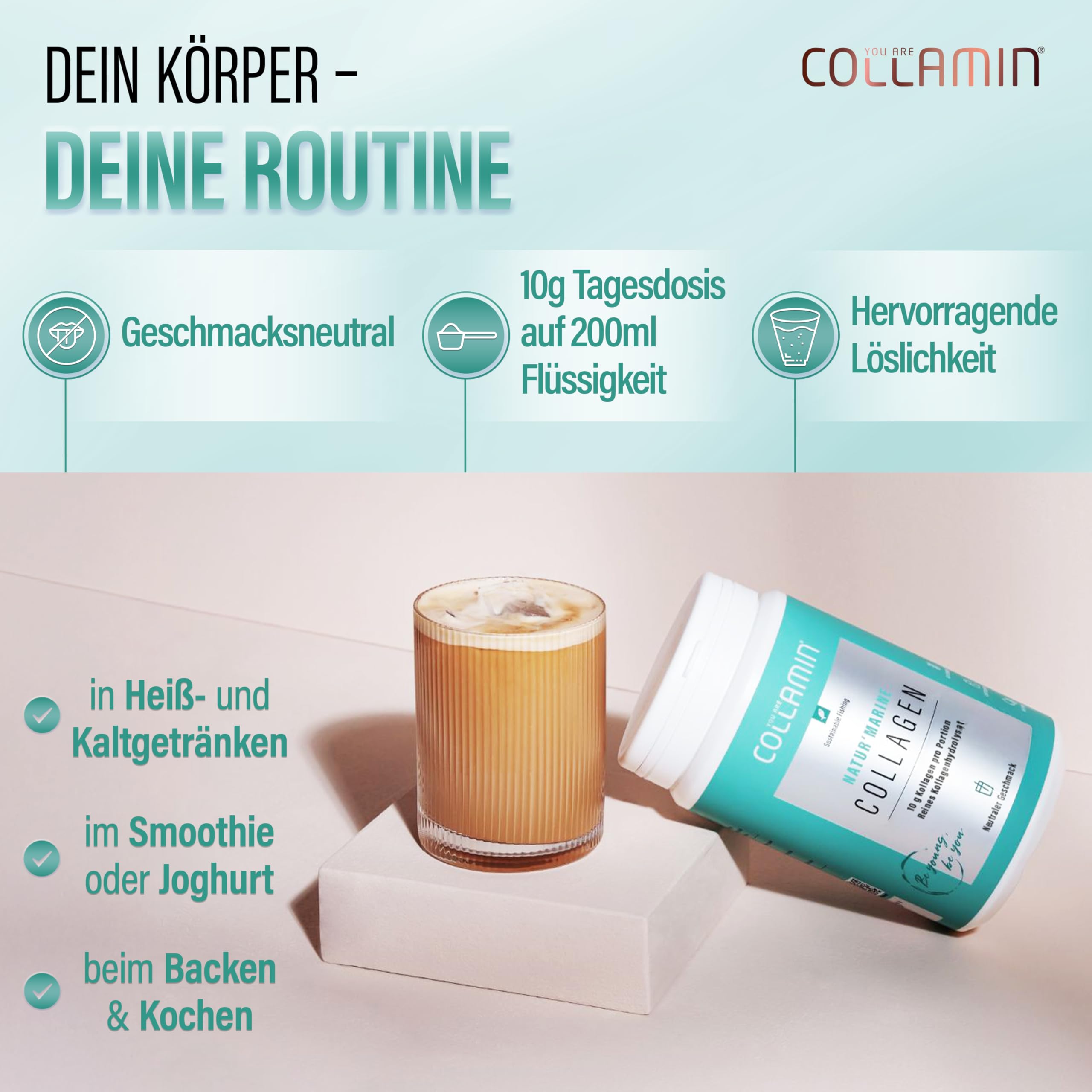 Natur'Marine Collagen Pulver - 310g I Reines Kollagen Pulver - Gute Löslichkeit I 100% Kollagenhydrolysat (Fisch) ohne Zusatzstoffe & Nachgeschmack I Meereskollagen - Made in Switzerland
